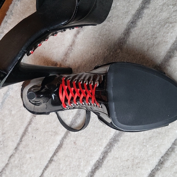 Patent Leather Corset Style Peep Toe Stiletto - Picture 3 of 4